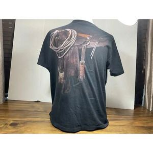 Vintage T Shirt CMJ RODEO COWBOY HORSE BIG PEINT SADDLE SZ XL Single Stitch 1993